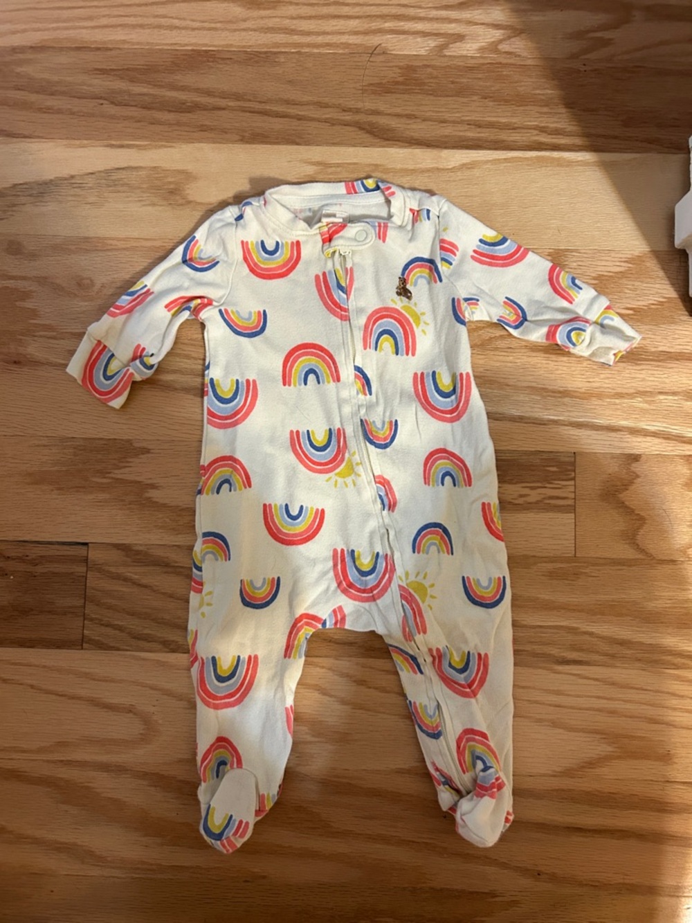 GAP Cream Footed One-Piece with Multicolor Rainbow Print